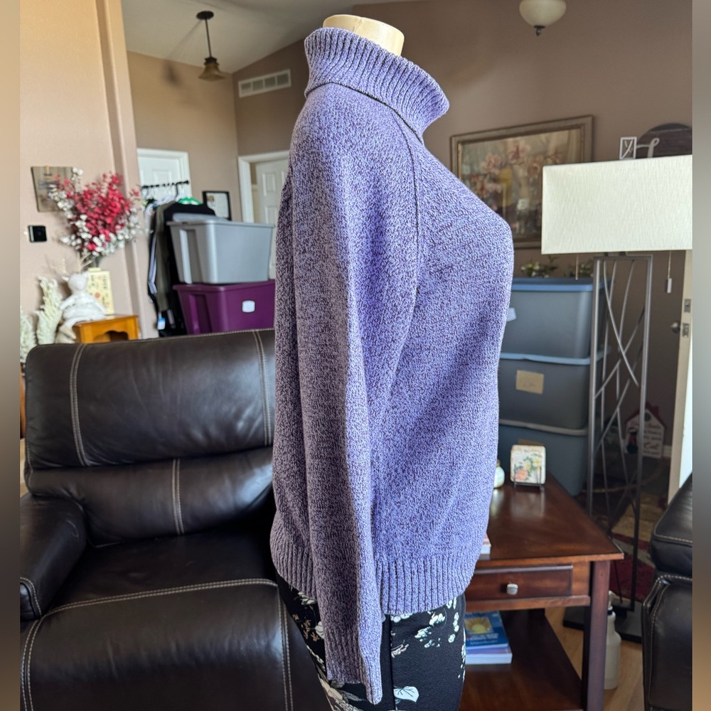 Karen Scott lavender thick long sleeve turtleneck sweater-size L - Picture 3 of 9